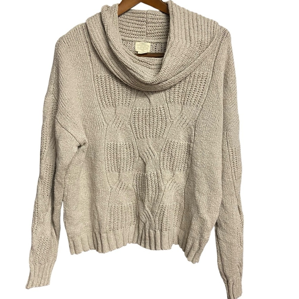 Telluride Clothing Co Women’s Cable Knit Sweater Size XL Beige Cowl Neck Fall